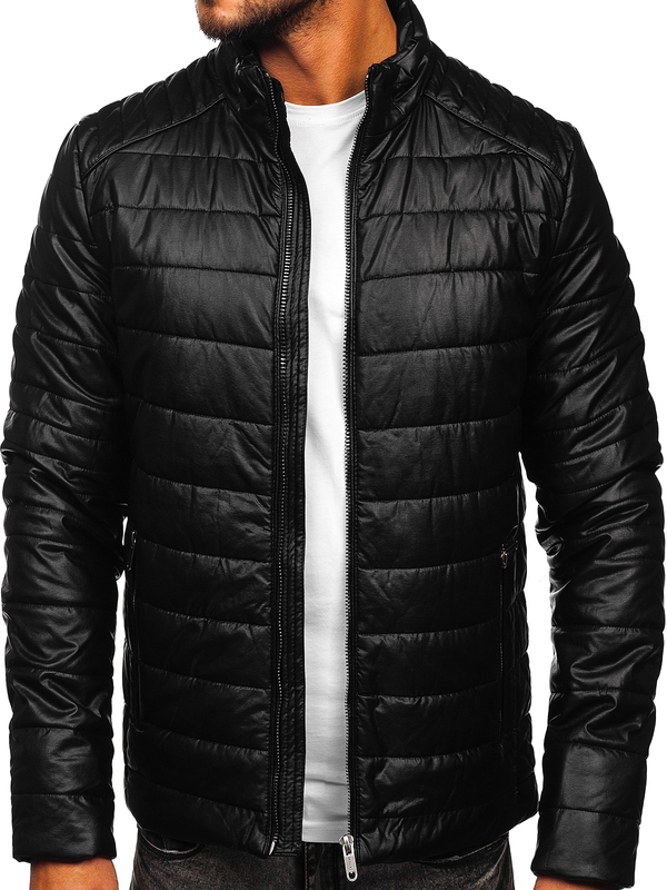 Blouson en cuir biker pour homme noir Bolf EX950