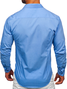 Chemise bleue pour homme Chemise élégante à manches longues Bolf 1703