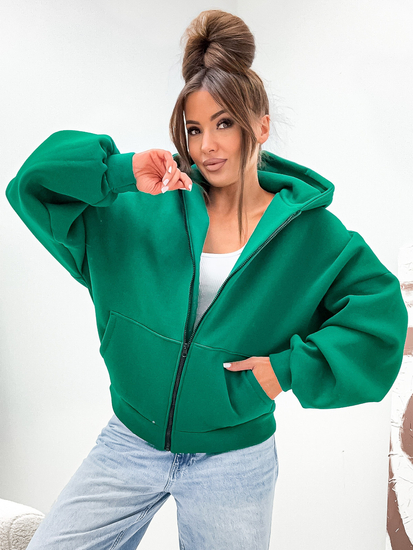 Sweat à capuche isolant papillon pour femme vert Bolf 821112