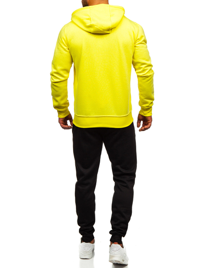 Survêtement avec un sweat-shirt à capuche zippé pour homme jaune clair Bolf D004