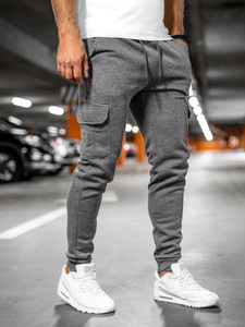 Homme Pantalon jogger cargo épais Gris Bolf JX8709A