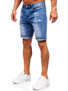 Homme Pantalon court en jean Bleu foncé Bolf NG60365