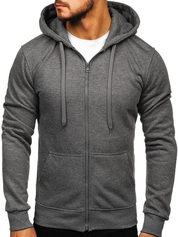 Sweat-shirt pour homme à capuche zippé anthracite Bolf 2008
