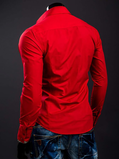 Chemise élégante rouge à manches longues pour homme Bolf 1703A