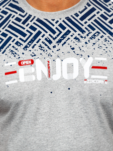 Tee-shirt en coton imprimé pour homme gris Bolf 14720