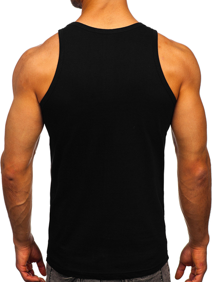 Tank top de boxeur noir avec imprimé Bolf 14855