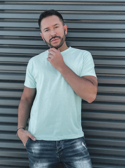 T-shirt uni en coton menthe pour homme Bolf 192397A