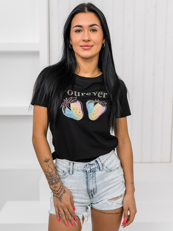 Femme T-shirt imprimé Noir Bolf 95T2518