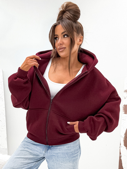 Sweat à capuche isolant papillon pour femme bordeaux Bolf 821112