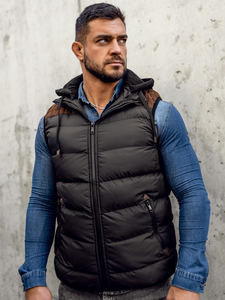 Gilet matelassé à capuche pour homme noir Bolf B5382