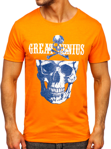 Tee-shirt orange avec imprimé pour homme Bolf Y70005