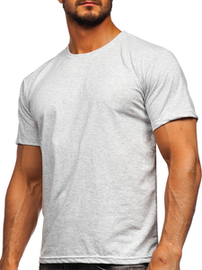 T-shirt uni gris clair en coton pour homme Bolf 192397