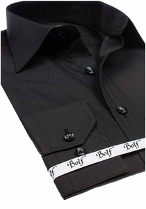 Chemise élégante noire à manches longues pour homme Bolf 1703