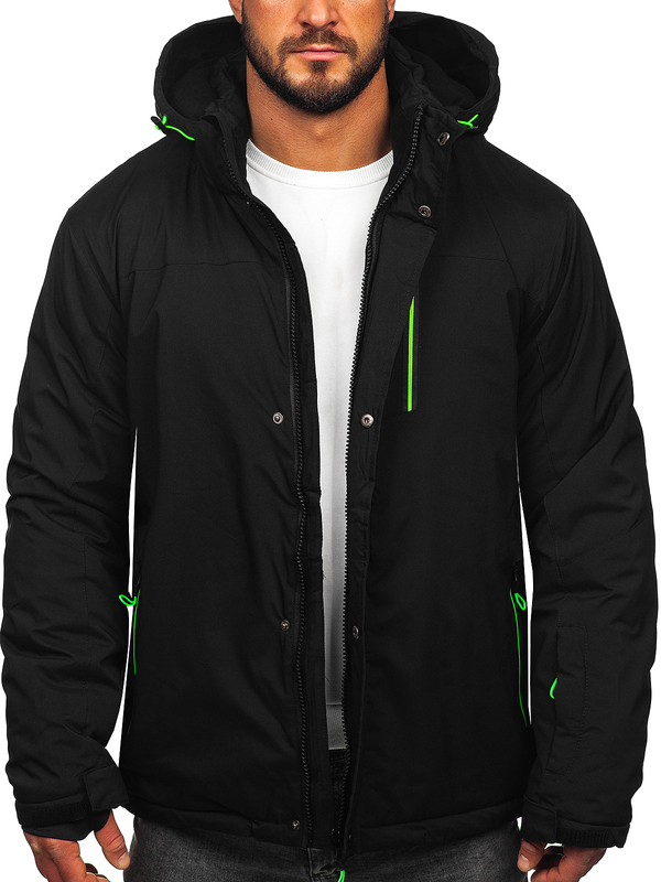 Blouson d'hiver de ski sportif pour homme noir-vert Bolf 7097