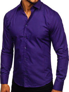 Chemise élégante violette à manches longues pour homme Bolf 1703