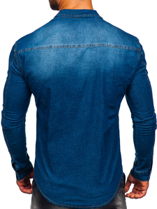 Chemise en jean à manche longue pour homme bleue claire Bolf MC7051BC