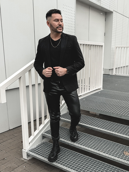 Homme Veste de costume élégante Noir Bolf 1652A