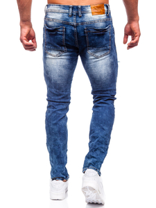 Pantalon en jean slim fit pour homme bleu foncé Bolf E7860