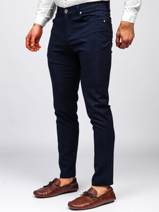 Pantalon en tissu chino pour homme bleu foncé Bolf 0004