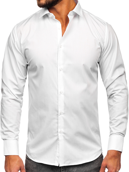 Chemise élégante à manche longue slim fit pour homme blanche Bolf MS13