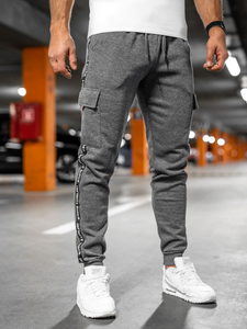 Homme Pantalon jogger cargo épais Gris Bolf JX8715A