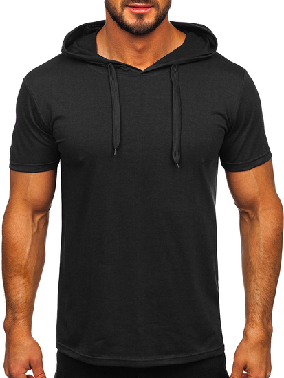 Tee-shirt sans imprimé à capuche pour homme noir Bolf 8T89