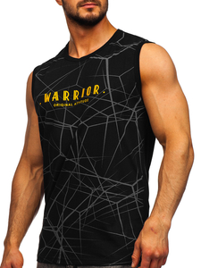 Tee-shirt tank top noir avec imprimé Bolf 14813