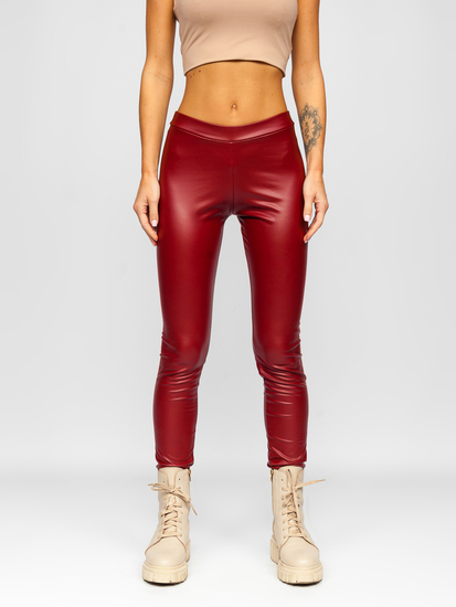Legging en simili cuir pour femme bordeaux Bolf 0012