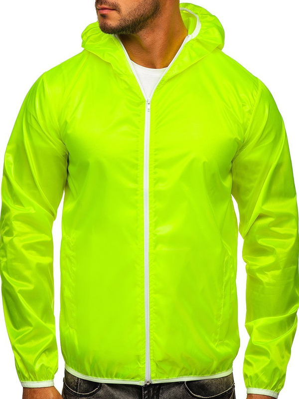 Blouson coupe-vent pour homme de transition z jaune-fluo à capuche BOLF 5060