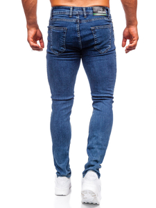 Pantalon en jean slim fit pour homme bleu foncé Bolf DP52