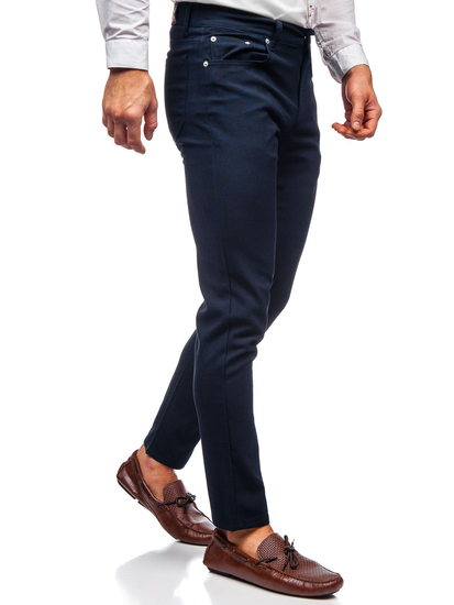 Pantalon en tissu chino pour homme bleu foncé Bolf 0004