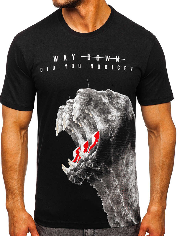 Tee-shirt pour homme avec imprimé noir Bolf 181519