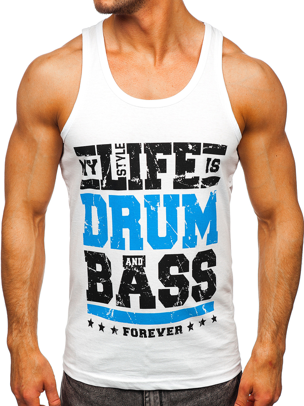 Tank top boxeur avec imprimé blanc Bolf 14832