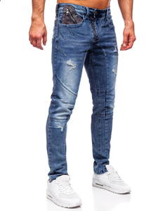 Homme Pantalon en jean slim fit Bleu foncé Bolf MP0045B