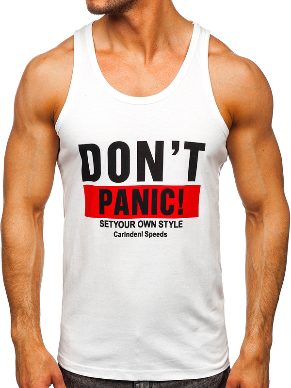 Débardeur boxer imprimé pour homme blanc Bolf 14854