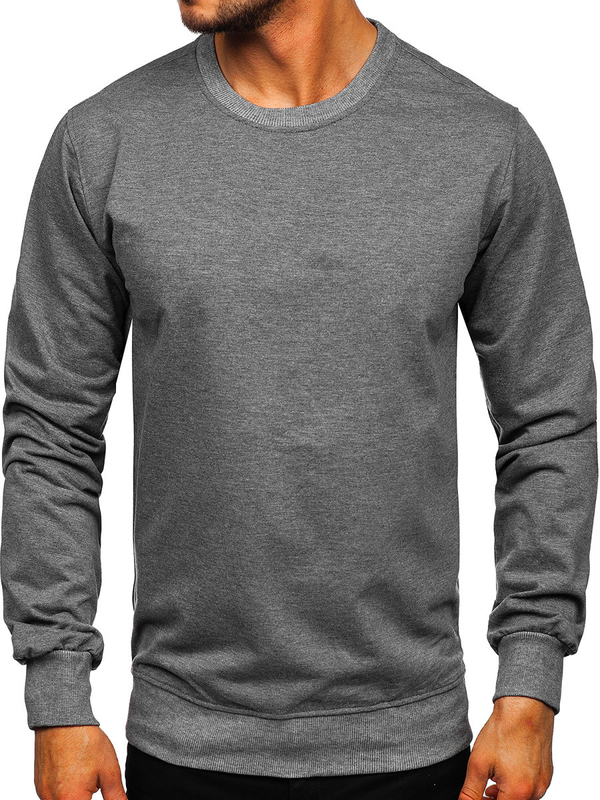 Sweat-shirt anthracite sans capuche pour homme Bolf B10001