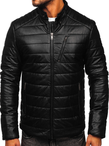 Blouson en cuir biker pour homme noir Bolf EX940