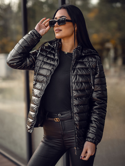 Femme Blouson mi-saison matelassée à capuche Noir Bolf 16M9106