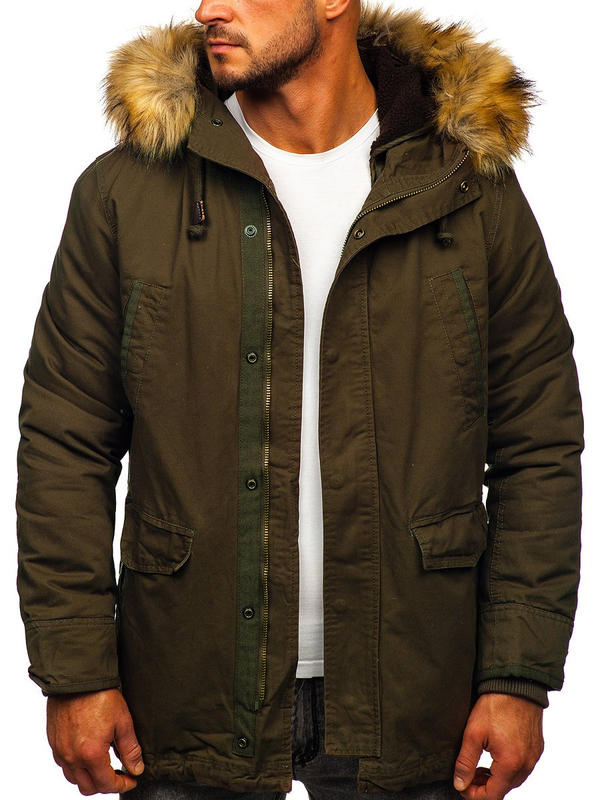 Blouson d'hiver parka pour homme vert Bolf 5284