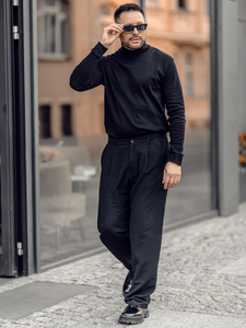 Col roulé basique pour homme, en coton, noir, Bolf 535A