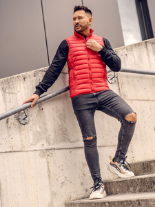 Gilet pour homme matelassé sans capuche rouge Bolf LY32