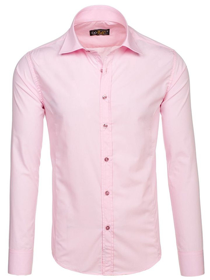 Chemise élégante rose à manches longues pour homme Bolf 1703