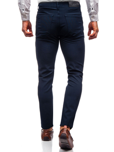 Pantalon en tissu chino pour homme bleu foncé Bolf 0004