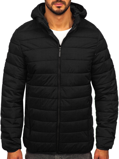 Homme Blouson à mi-saison matelassé à capuche Noir Bolf 5M3197