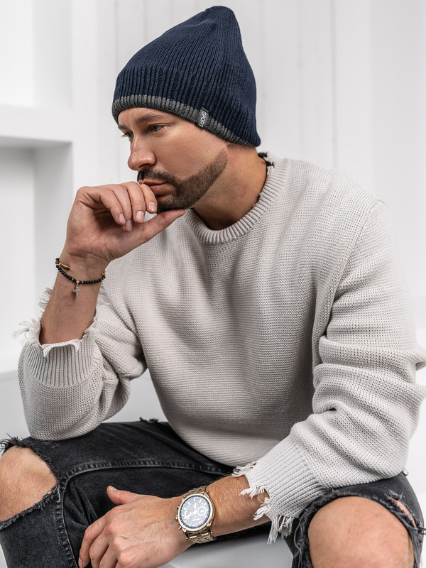 Homme Bonnet d'hiver chaud Bleu foncé Bolf 387056