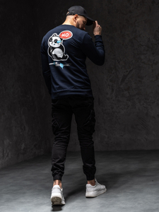 Homme Sweat-shirt imprimé Bleu foncé Bolf 8744A1