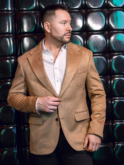 Veste de costume homme en velours camel Bolf 24410