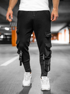 Homme Pantalon jogger cargo Noir Bolf 6582A