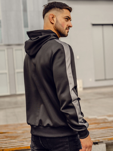 Sweat-shirt à capuche avec fermeture pour homme noir Bolf 27B8121