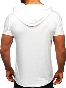 Tee-shirt sans imprimé à capuche pour homme blanc Bolf 8T89
